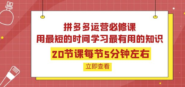 图片[1]-拼多多开店运营课程：用最短的时间学好拼多多运营-暗冰资源网