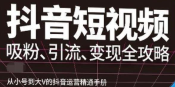 图片[1]-抖音视频号高级实操课程：从小号到大V的抖音运营精通手册（吸粉、引流、变现全攻略）-暗冰资源网